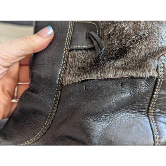 BILODEAU | Leather Winter Ankle Boots With Seal Fur Trim Size 9.5 - Picture 11 of 13
